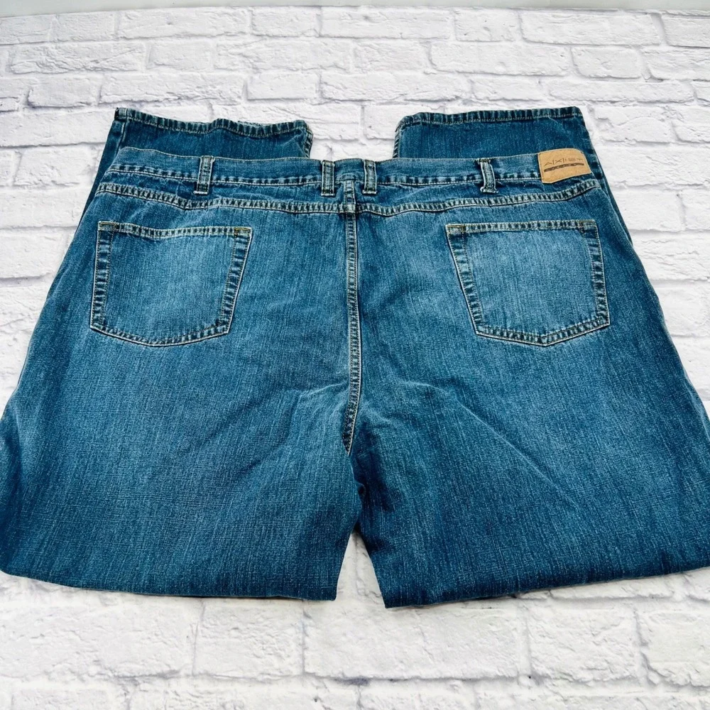 Axist Mens Relaxed Fit Straight Leg Jeans Blue Medium Wash 48x32 Cotton